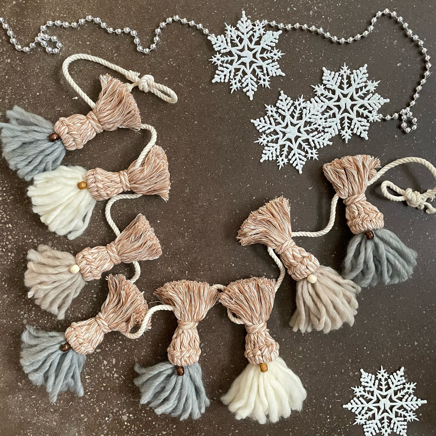 Cozy Gnome Garland with snowflake decor