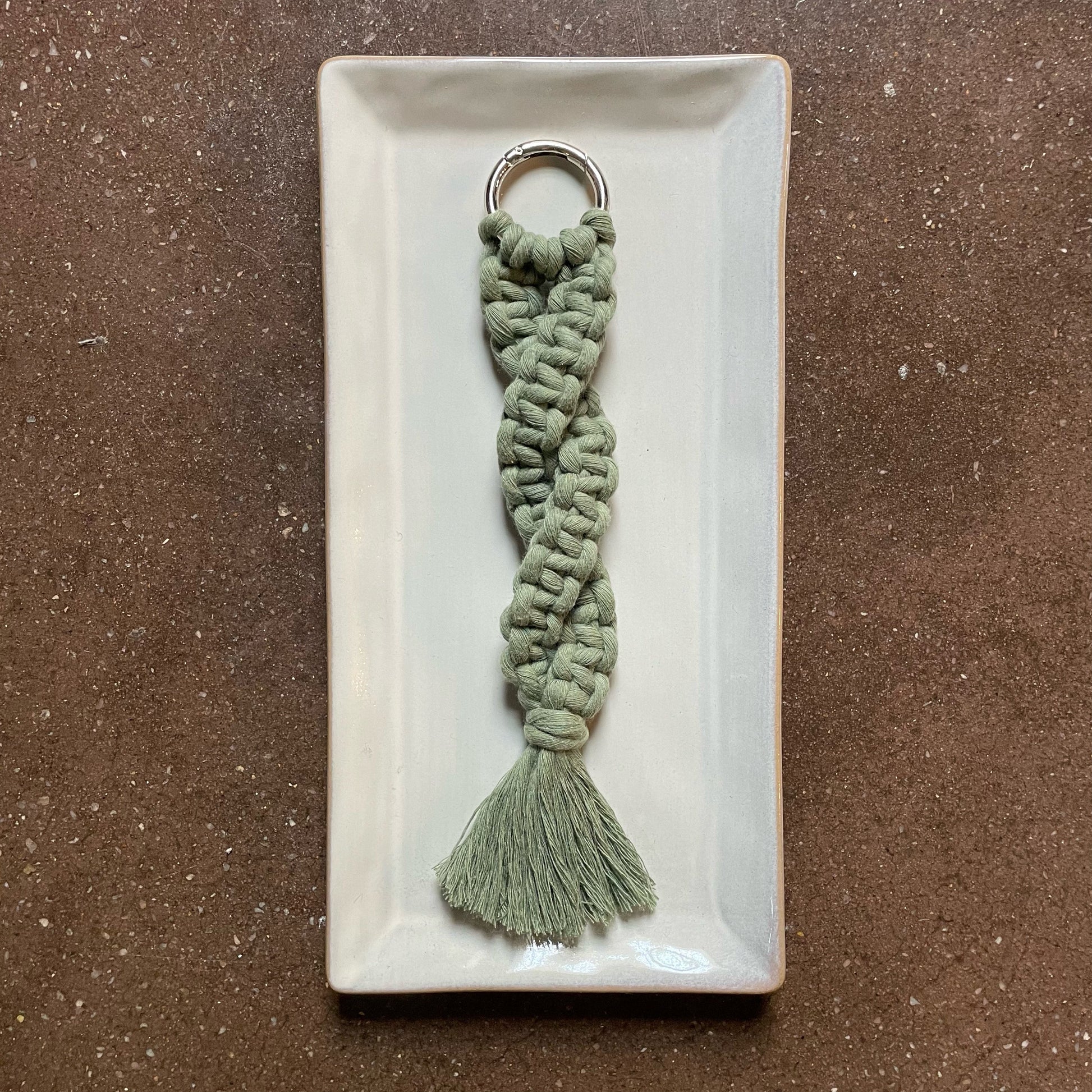 Macrame Keyring Twist In Eucalyptus