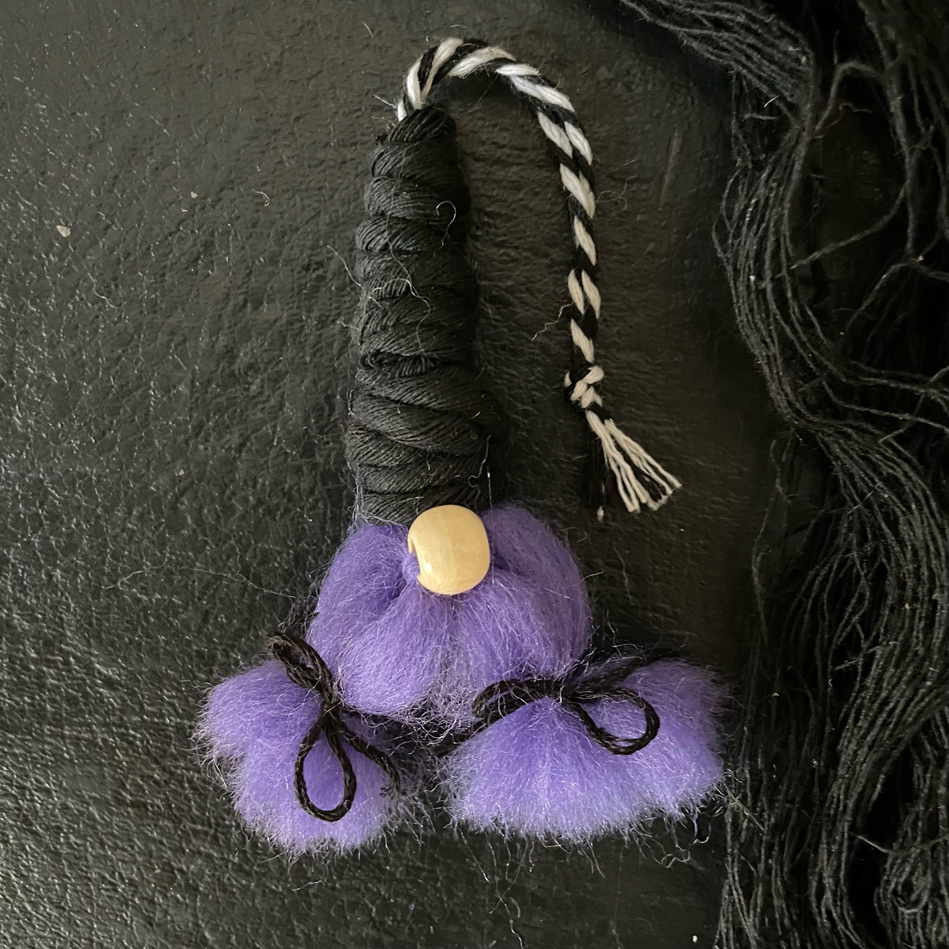 Mini Halloween Witch Gnome, purple hair