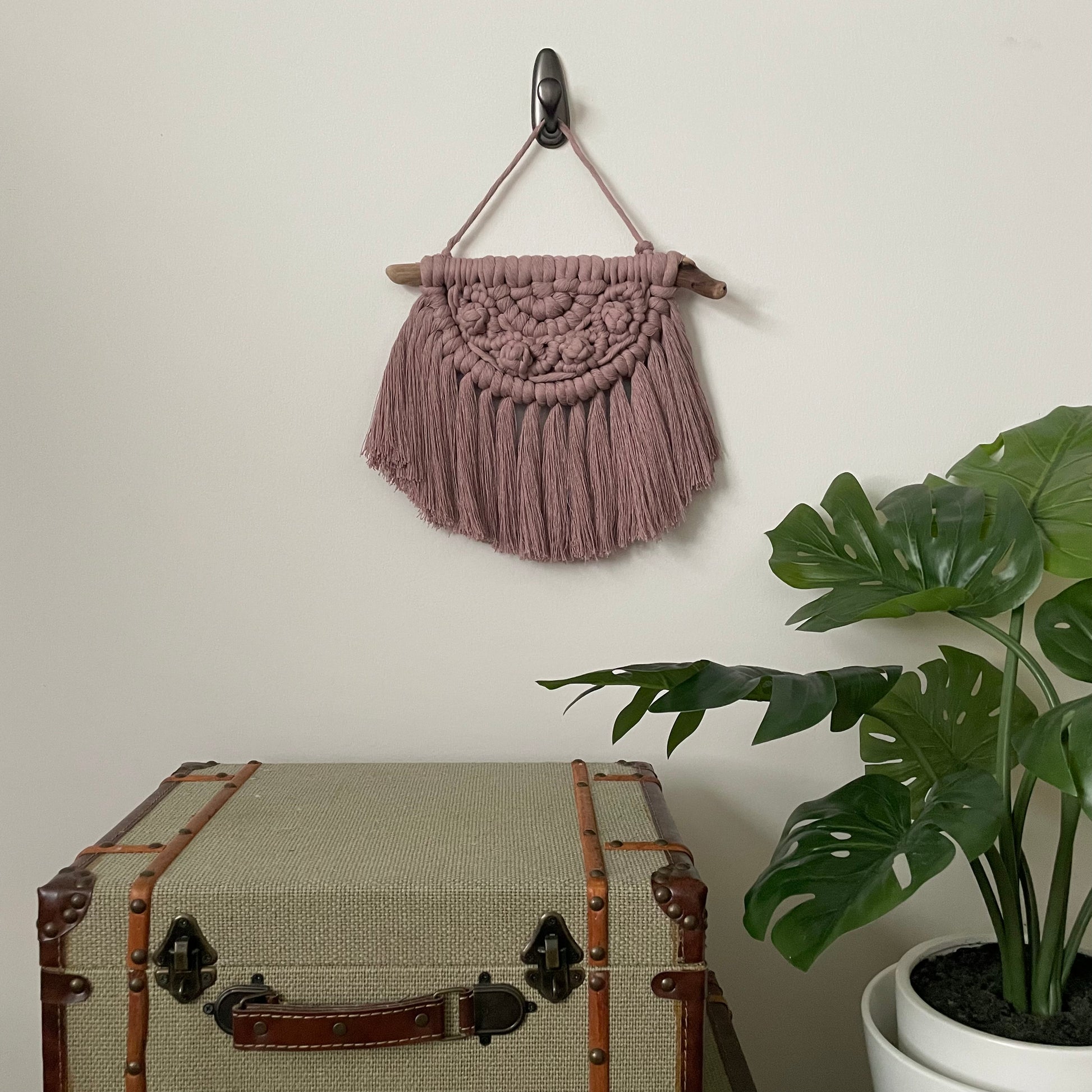 Sweater Weather Macramé Wall Hanging Mauvd On White Wall