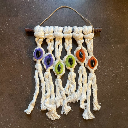 "Watchful Gaze" The Evil Eye Macramé Wall Hanging