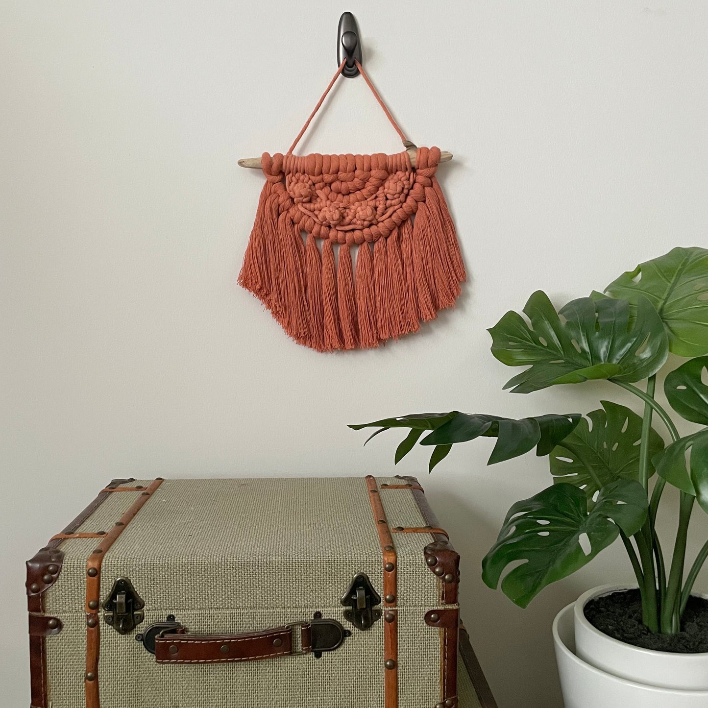 Sweater Weather Macramé Wall Hanging Terracotta On White Wall