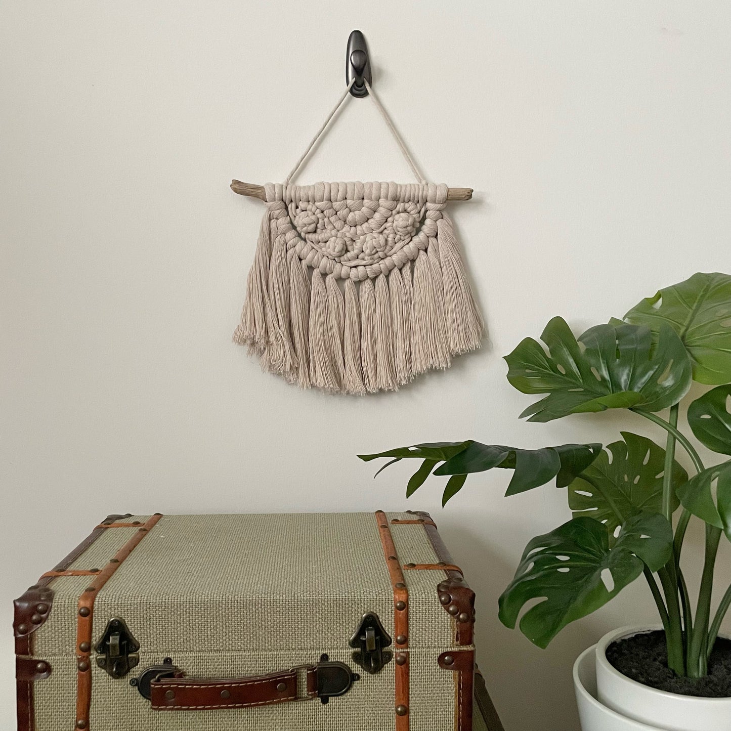 Sweater Weather Macramé Wall Hanging Beige On White Wall