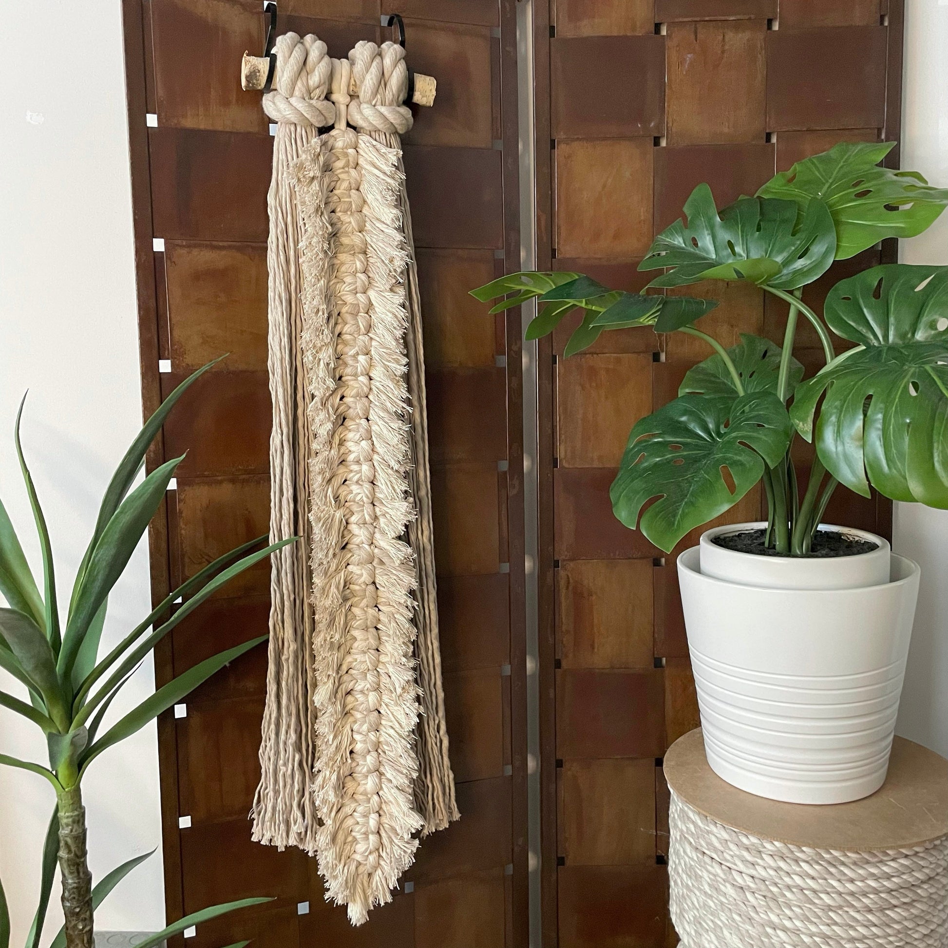 Feathery Fringe Solo Macrame Wall Hanging With Home Decor