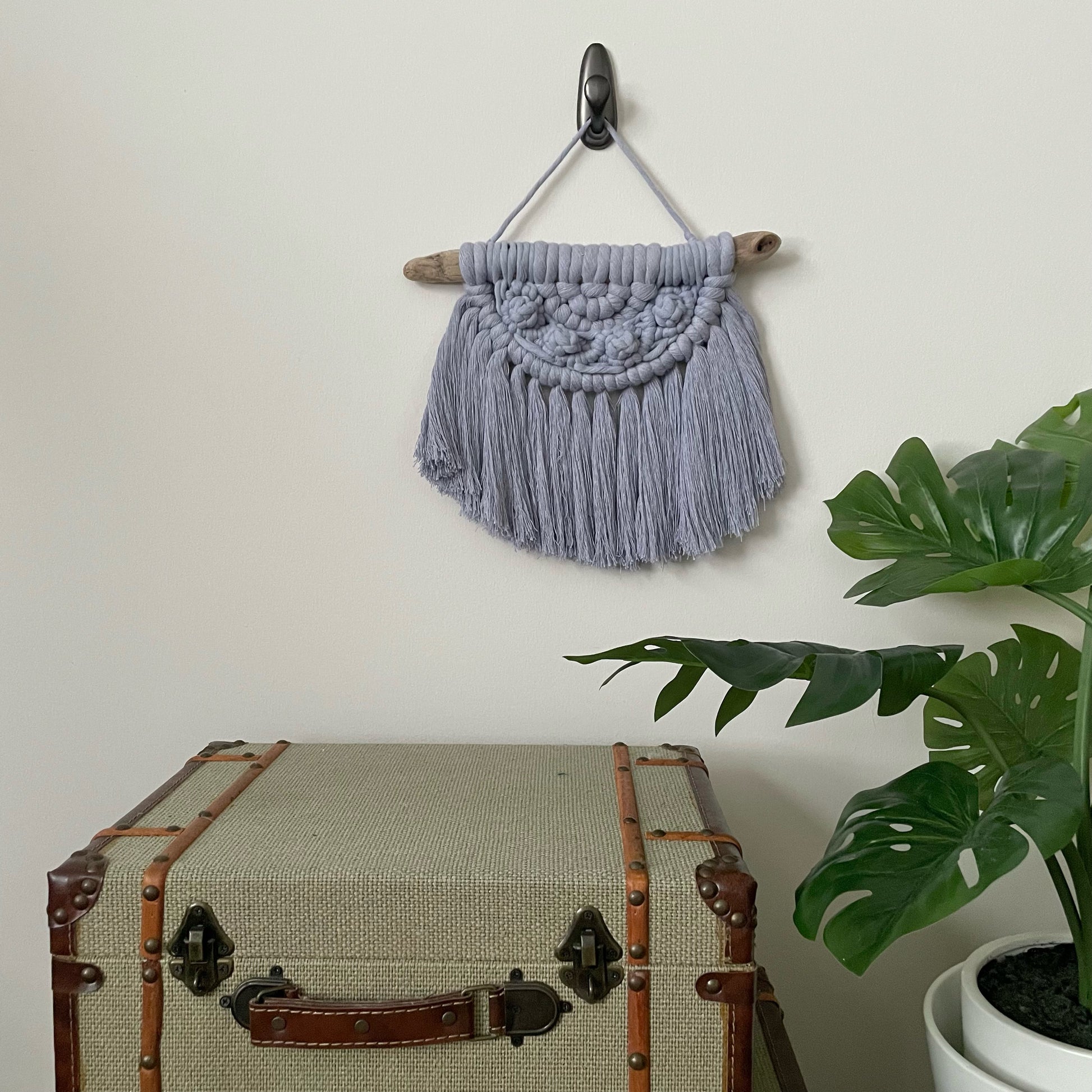 Sweater Weather Macramé Wall Hanging Iris On White Wall