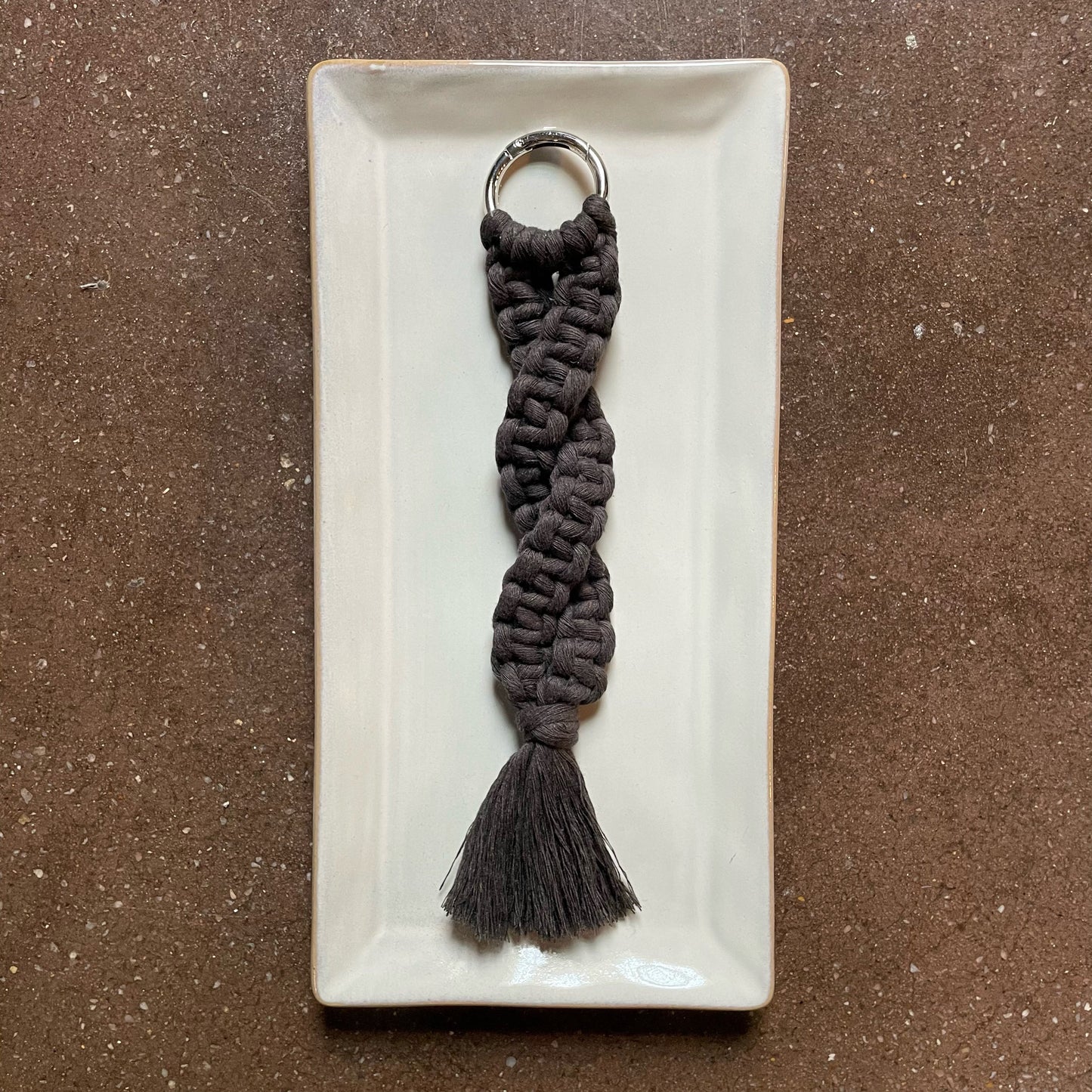 Macrame Keyring Twist In Espresso