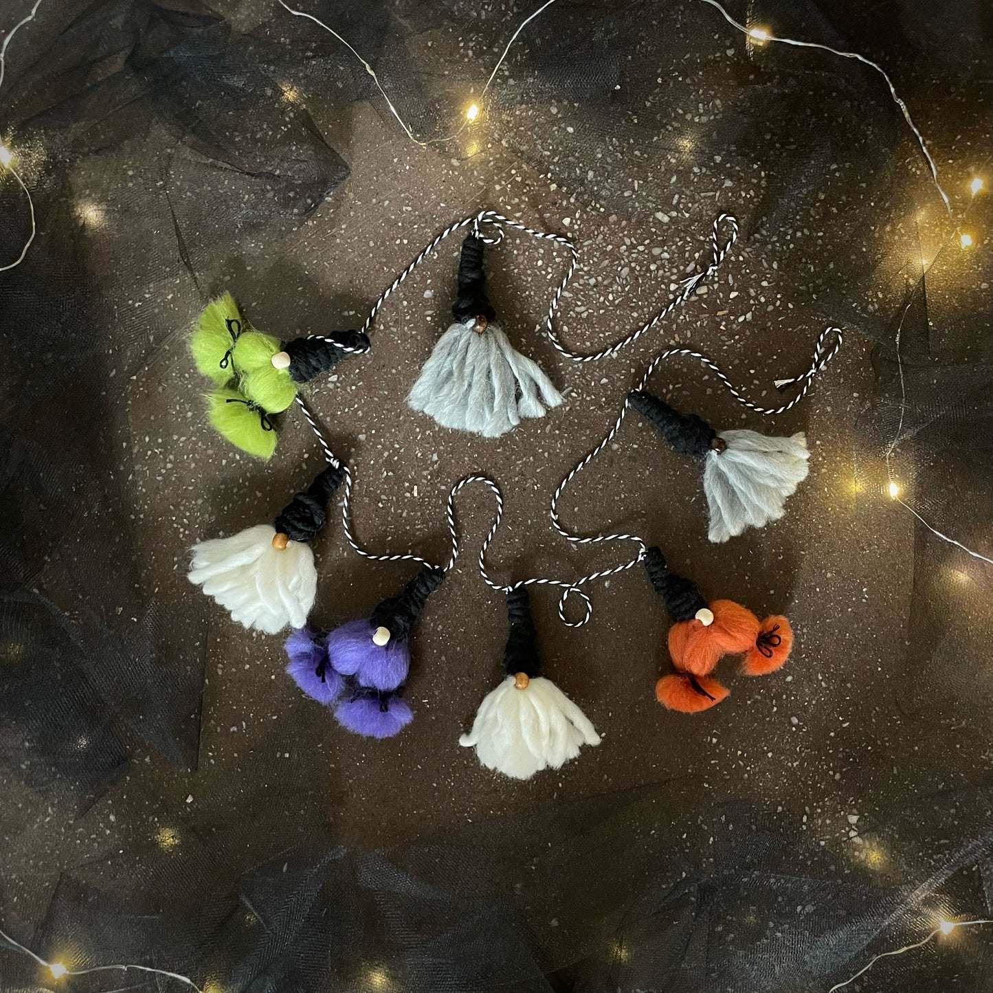 Halloween Witch Gnome Garland with spooky aura